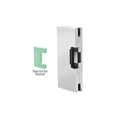 CRL Satin Anodized 4" x 10" LH/RHR Custom Center Lock Glass Keeper with Deadlatch Electric Strike