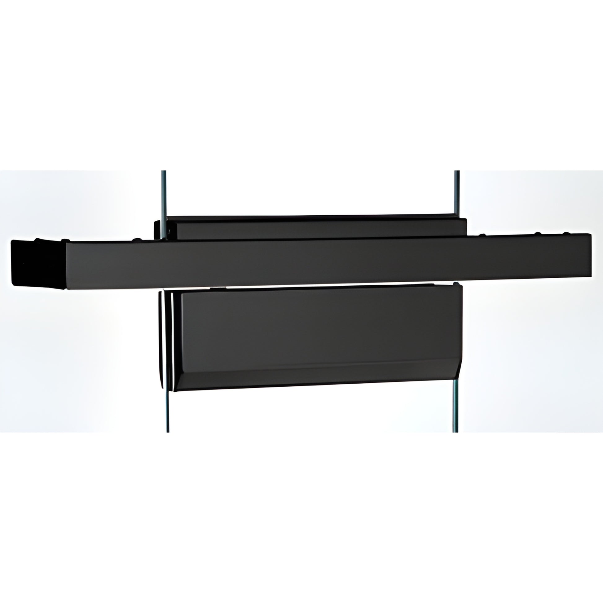 Matte black floating header for 1/2" glass (glass-to-glass) for overhead concealed door closers, SKU FH4MBLS