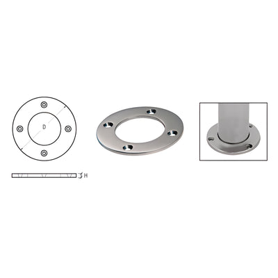 CRL Brushed Stainless Round Base Plate for 1-1/2" Round Tubing