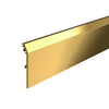 A close-up view of a 4-inch tapered side cover featuring a polished brass finish over an aluminum core.