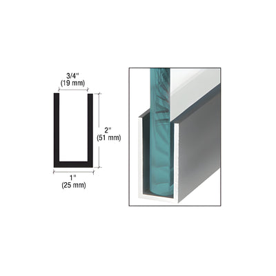 CRL Brushed Stainless Anodized Wet / Dry Glaze 2" Deep U-Channel 240" Stock Length