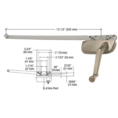 CRL Coppertone Right Hand Ellipse Style Casement Operator with 13-1/2" Single Arm