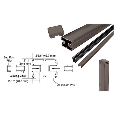 CRL Matte Bronze AWS 2" x 2-5/8" Rectangular 180 Degree 60" End Post Kit