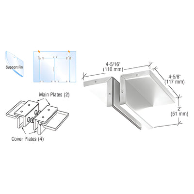 CRL Polished Stainless Ceiling Mounted Support Fin Bracket Patch Fitting