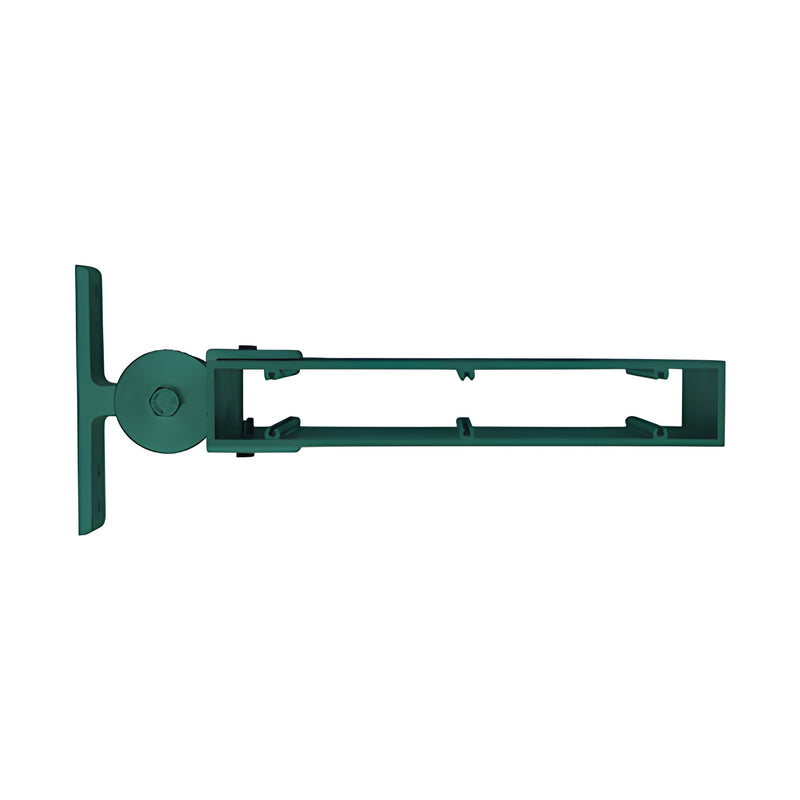 A green rectangular single operable mounting bracket shown from a side profile view.