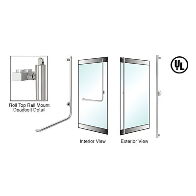 CRL-Blumcraft® Brushed Stainless Right Hand Reverse Roll Top Rail Mount Cylinder/Thumbturn "F" Exterior Top Securing Deadbolt Handle