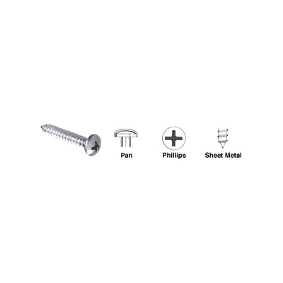CRL Brite Zinc Chromate 8 x 3/8" Pan Head Phillips Tapping Sheet Metal Screws