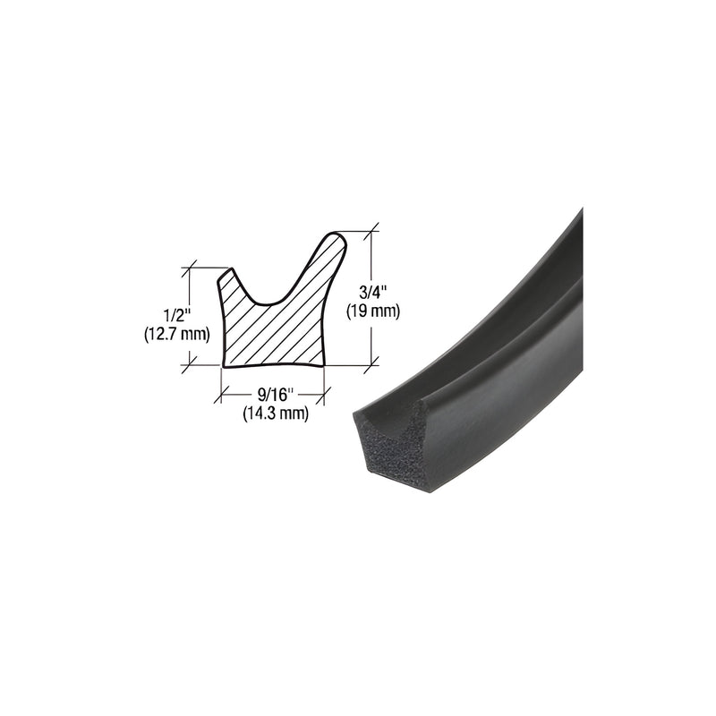 A cross-section diagram and a close-up view of the black rubber door flange weatherstrip for GM vehicles.