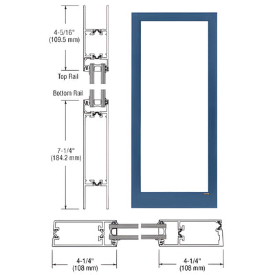 CRL-U.S. Aluminum Custom KYNAR® Paint Custom Blank Single Series 400T Thermal Medium Stile Offset Hung Entrance Door - No Prep