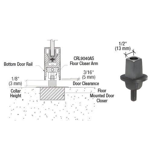 CRL Mab-Type Door Spindle, 1/8" Collar Height Replacement