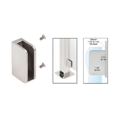CRL Brushed Stainless 1/4" Closed Bottom Left Hand Flat Base Glass Clip