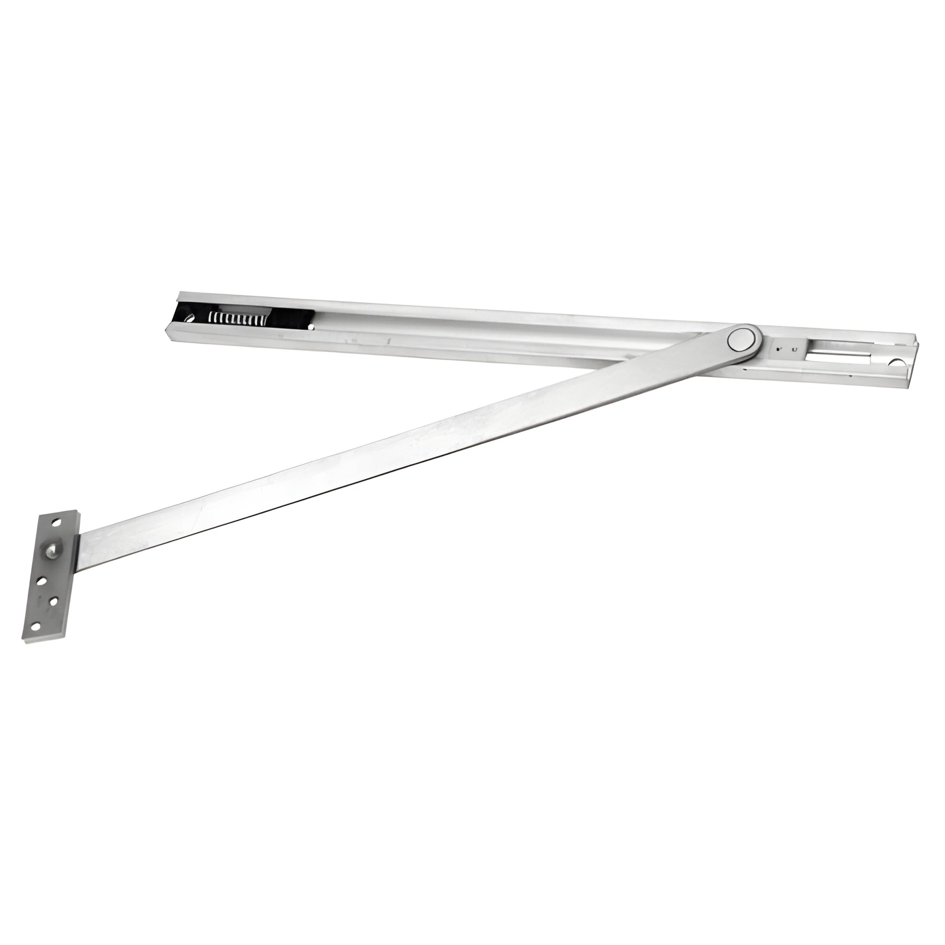 Rixson 6336SS satin stainless steel concealed overhead door stop with arm and slide track, 110 max opening.