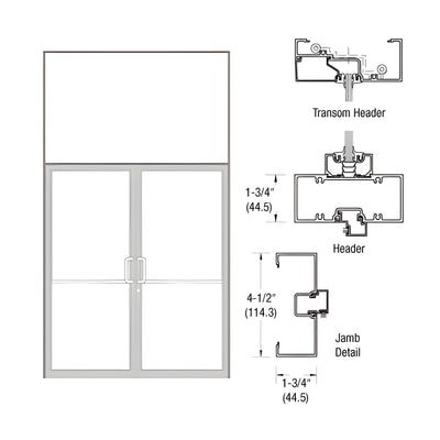CRL-U.S. Aluminum Custom Sized Clear Anodized Series 450 Open Back Butt Hinge Transom Frame Complete (2FT)
