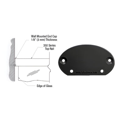 CRL Matte Black 350X Series Wall Mount End Cap
