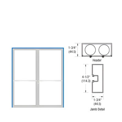 CRL-U.S. Aluminum Custom Sized Clear Anodized Blank 450 Up and Over Double Door Frame