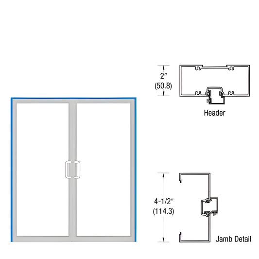 CRL-U.S. Aluminum Dark Bronze/Black Anodized Up-and-Over Double Door Frame — Offset Pivot, Panic Hardware, Surface Closers