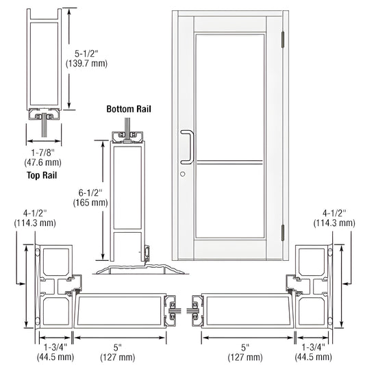 CRL-U.S. Aluminum 850 Durafront Entrance Door White KYNAR Closer-Ready