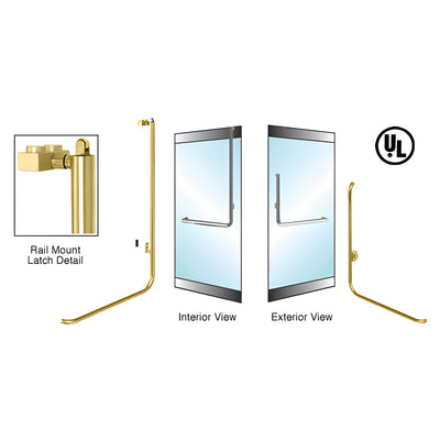 CRL-Blumcraft® Satin Brass Right Hand Reverse Rail Mount Keyed Access "B" Exterior, Top Securing Panic Handle