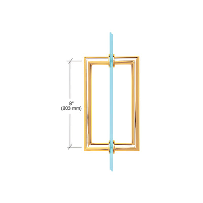 CRL Unlacquered Brass 8" MT Series Round Tubing Mitered Corner Back-to-Back Pull Handle