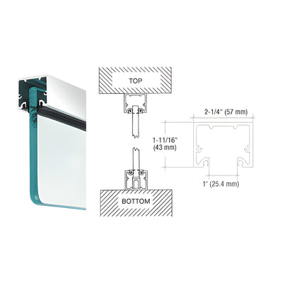 CRL Polished Stainless Wide U-Channel with Top Load Roll-In Glazing Gasket for 5/8" & 3/4" Glass - 120" Length