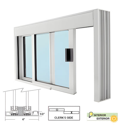 CRL Standard Size Manual DW Deluxe Service Window, Glazed with Half-Track
