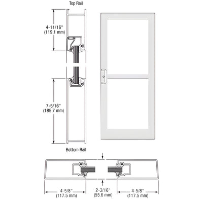 CRL-U.S. Aluminum White KYNAR® Paint IG500 Series Custom Pair StormFront™ Gear Hinged Entrance for Panic and Surface Closer