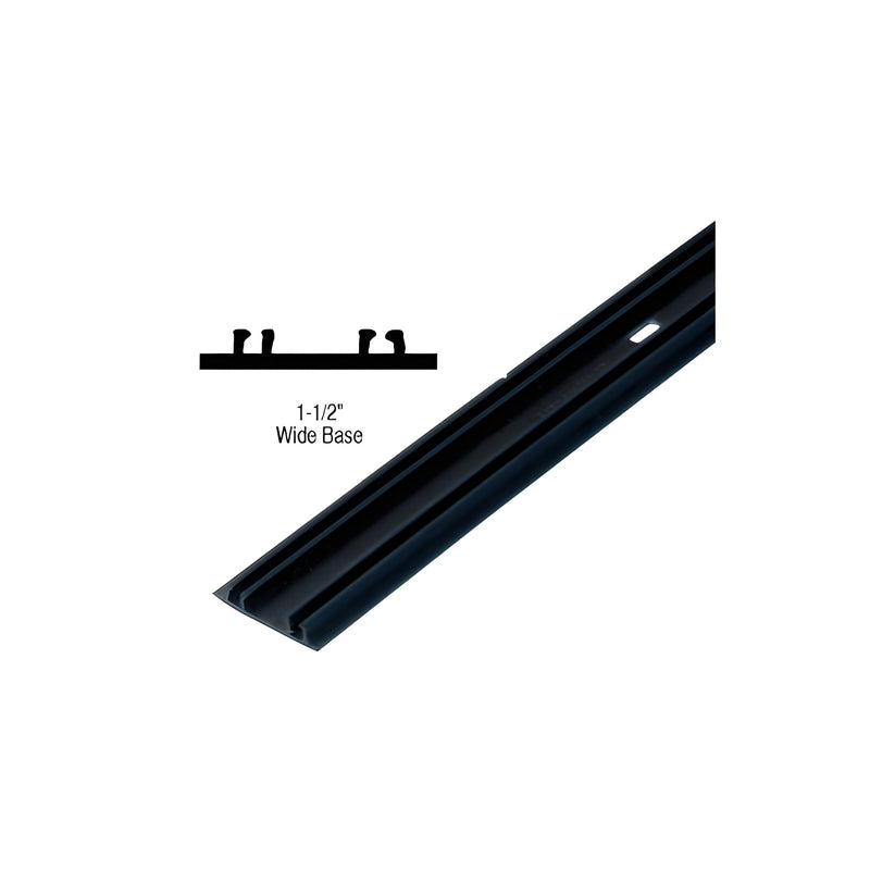 A black 96-inch vinyl Screen Tight wide base profile shown with a cross-section diagram indicating its 1-1/2 inch width.