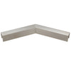 A brushed stainless steel 135-degree horizontal corner cap rail for glass railings.