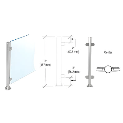CRL Brushed Stainless 18" x 1" PP49 Slimline Series Round Partition Center Post