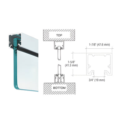 CRL Satin Anodized Wide U-Channel with Top Load Roll-In Glazing Gasket for 3/8" and 1/2" Glass - 120" Length