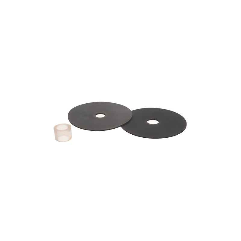 Two circular black rubber gaskets and one small clear grommet for HR2DG series hand rail brackets.