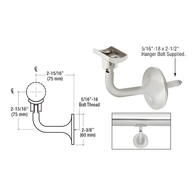 CRL Brushed Stainless La Jolla Series Wall Mounted Hand Rail Bracket