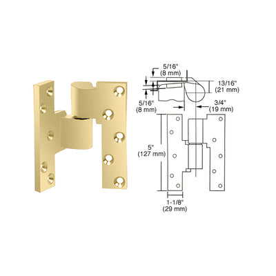 Rixson® Polished Brass Left Hand 3/4" Offset Intermediate Pivot