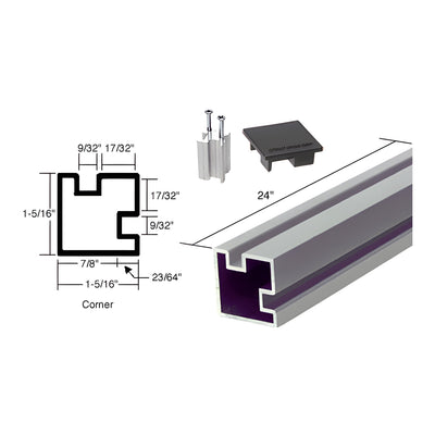 CRL Satin Anodized 24" Corner Aluminum Counter Post