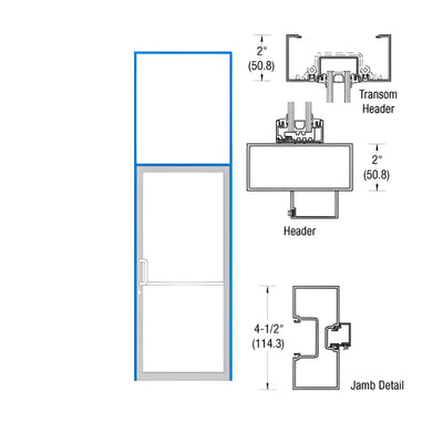 CRL-U.S. Aluminum Clear Anodized Class 1 Transom Frame for Right Hand Single Door Offset Hung OHCC 105 Degree