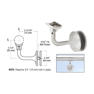 CRL Brushed Stainless La Jolla Series Glass Mounted Hand Rail Bracket