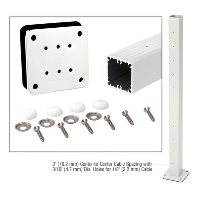 CRL Sky White 42" Surface Mount Cable Center Post Kit for 200, 300, 350, and 400 Series Rails