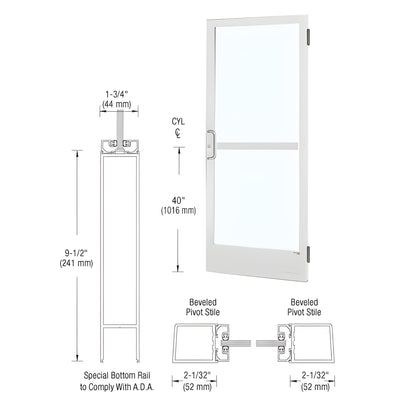 CRL-U.S. Aluminum White KYNAR® Paint Custom Single 36" x 84" Series 250 Narrow Stile Butt Hinge Entrance Door