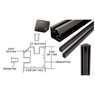 CRL Matte Black AWS 2" x 2-5/8" Rectangular 90 Degree 48" Corner Post Kit
