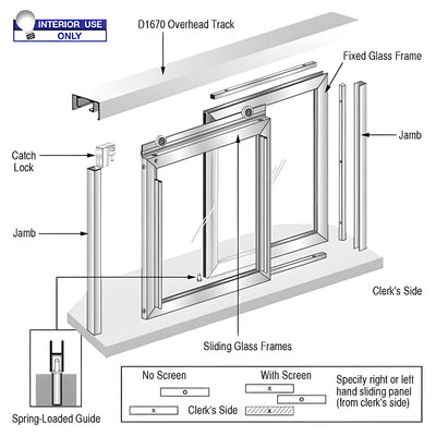 CRL Horizontal Sliding Florence Model Pass-Thru Assembly with D1670 Header / No Screen