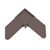 A bronze plastic square corner connector for 1 inch by 7/16 inch screen frames.
