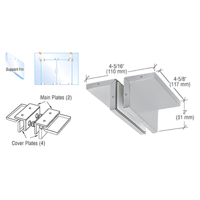 CRL Brushed Stainless Ceiling Mounted Support Fin Bracket Patch Fitting