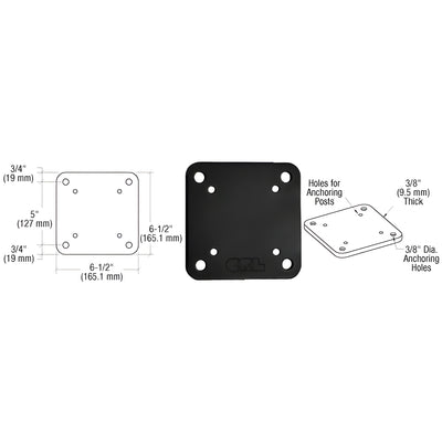 CRL Matte Black 6-1/2" x 6-1/2" Square Base Plate