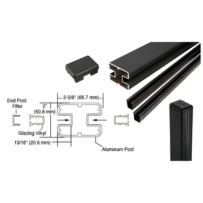 CRL Black AWS 2" x 2-5/8" Rectangular 180 Degree 36" Center Post Kit