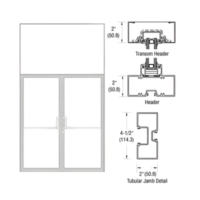 CRL-U.S. Aluminum Custom Size Clear Anodized Class 1 Series 451 Tubular Butt Hinge Transom Frame Complete (2FT)