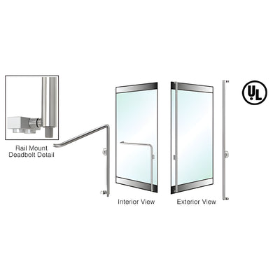 CRL-Blumcraft® Brushed Stainless Right Hand Reverse Rail Mount Keyed Access 'F' Exterior Bottom Securing Deadbolt Handle
