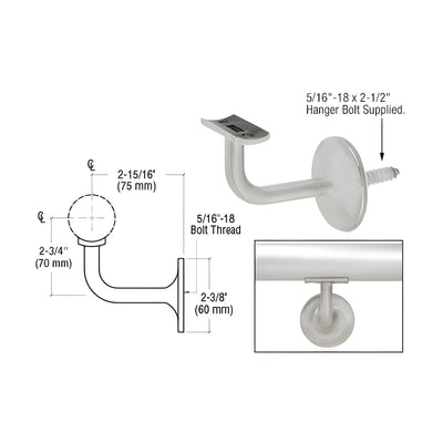 CRL Brushed Stainless Pismo Series Concealed Surface Mounted Hand Railing Bracket for 2" Tubing