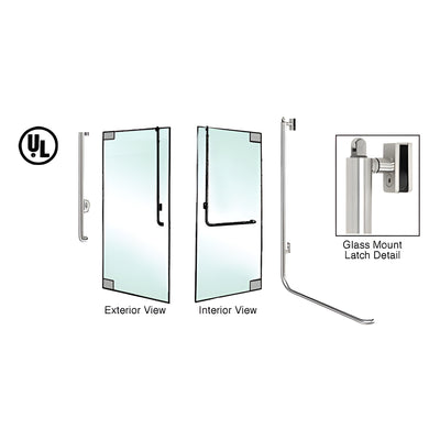 CRL-Blumcraft® Brushed Stainless Left Hand Reverse Glass Mount Keyed Access "J" Exterior, Top Securing Panic Handle