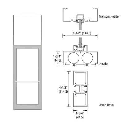 CRL-U.S. Aluminum Clear Anodized Class 1 39-1/2" x 126" Series DF800 Tubular Center Hung Transom Frame Complete (1FT)