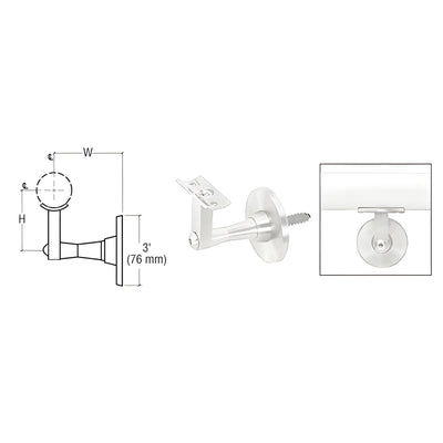 CRL Polished Stainless Manhattan Series Wall Mounted Hand Rail Bracket